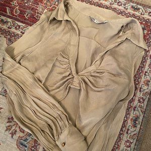 Zara Satin Crop Top with Collar- Never Worn